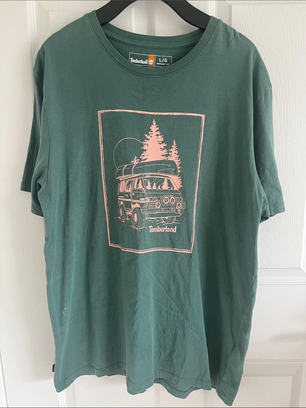 Timberland Green Tee with Van Graphic 100% Cotton Gorpcore Hiking Outdoors Tims